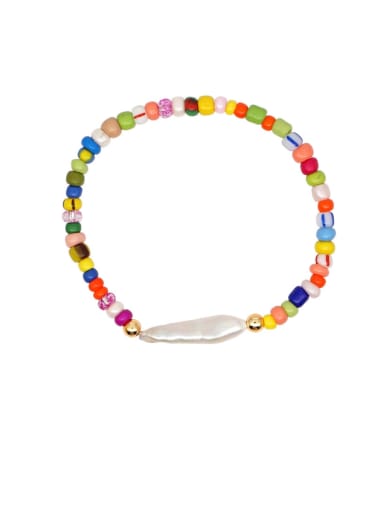 Stainless steel Imitation Pearl Multi Color Round Bohemia Stretch Bracelet