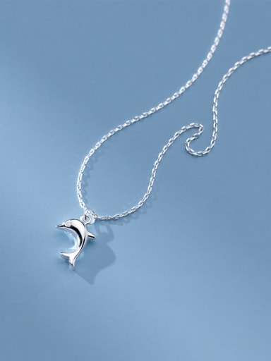 925 Sterling Silver Dolphin Dainty Necklace