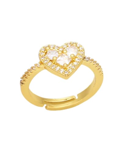 white Brass Cubic Zirconia Heart Minimalist Band Ring