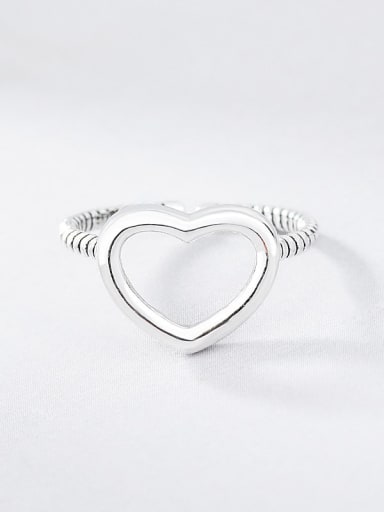 Hollow out love ring 925 Sterling Silver Heart Vintage Band Ring
