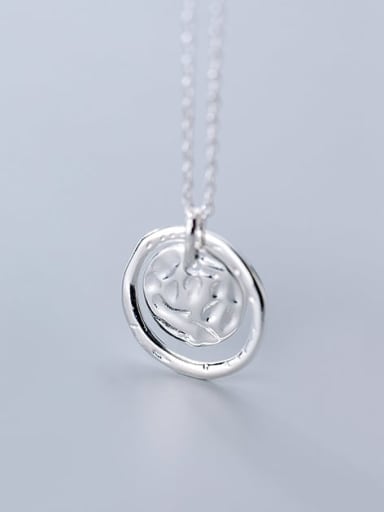 925 Sterling Silver Minimalist Round Pendant  necklace