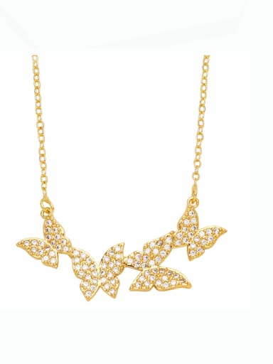 white Brass Cubic Zirconia Butterfly Hip Hop Necklace