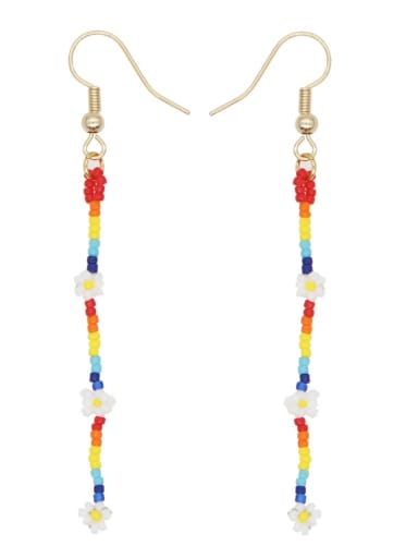Zinc Alloy MGB Beads Multi Color Flower Bohemia  Hand-Woven Hook Earring