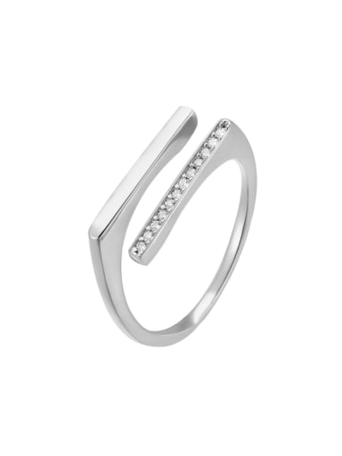 White gold double layer diamond ring 925 Sterling Silver Cubic Zirconia Geometric Minimalist Double Layer  Band Ring