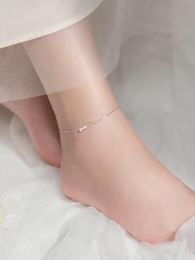 925 Sterling Silver Rhinestone Number 8 Dainty   Anklet