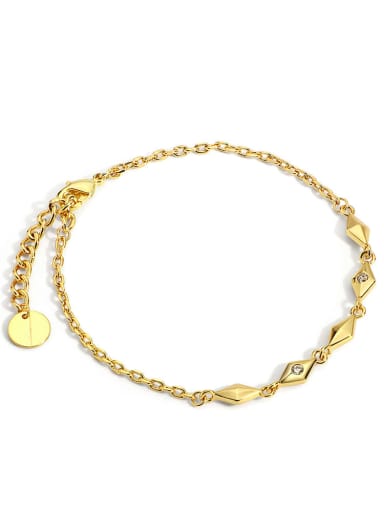 Gold Diamond Bracelet Brass Geometric Minimalist Link Bracelet