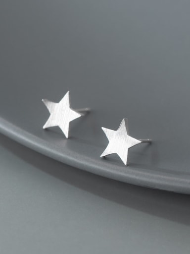 925 Sterling Silver Five-Pointed Star Minimalist Stud Earring