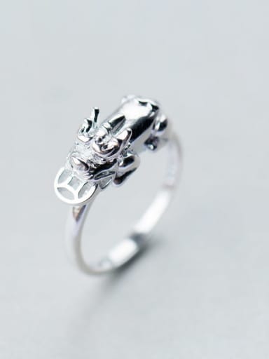 925 Sterling Silver Minimalist brave troops  Free Size Ring