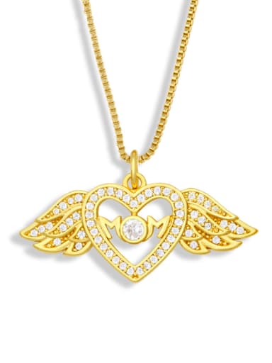 Brass Cubic Zirconia Wing Vintage Necklace
