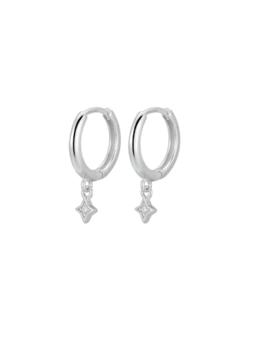 White gold star earrings 925 Sterling Silver Cubic Zirconia Hexagon Trend Huggie Earring
