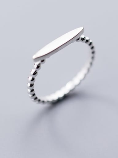925 Sterling Silver Bead Oval Minimalist Free Size Ring