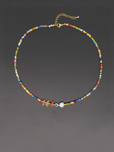 ZZ N200041B Stainless steel Multi Color Miyuki beads Irregular Bohemia Necklace