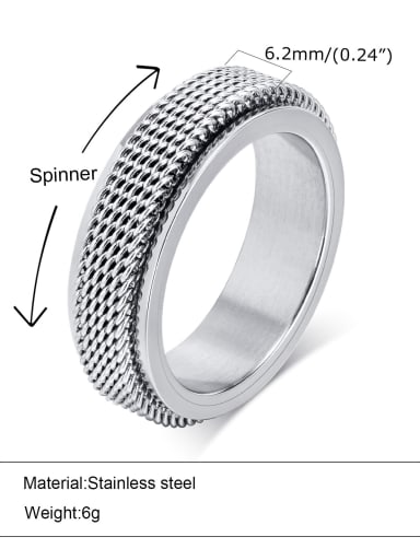 Steel color Stainless steel Geometric Hip Hop Band Ring