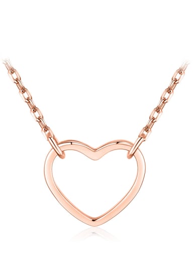 925 Sterling Silver Minimalist Hollow Heart  Pendant Necklace