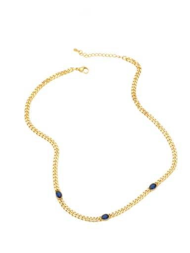 blue Brass Cubic Zirconia Geometric Vintage Necklace