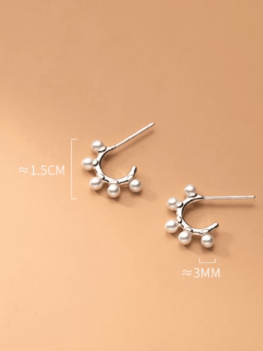 925 Sterling Silver Imitation Pearl Irregular Minimalist Stud Earring