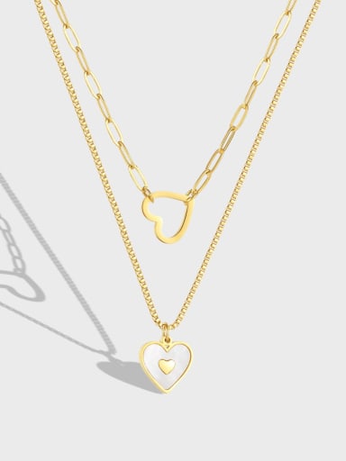 Titanium Steel Shell Heart Minimalist Multi Strand Necklace