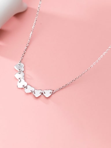 925 Sterling Silver Simple glossy heart Necklace