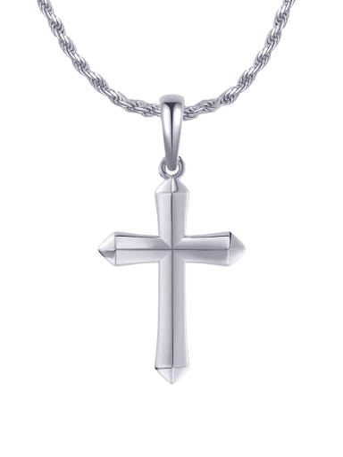 Platinum, single pendant 925 Sterling Silver Cross Minimalist Regligious Necklace