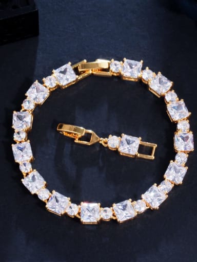 white Brass Cubic Zirconia Geometric Luxury Bracelet