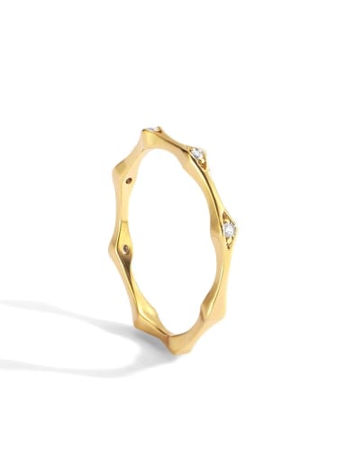 Brass Rhinestone Hexagon Minimalist Band Ring