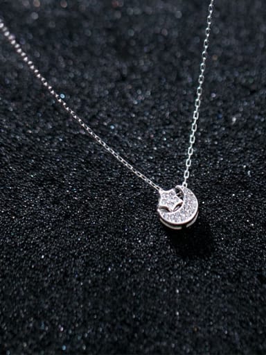 925 Sterling Silver Rhinestone White Star Minimalist Necklace