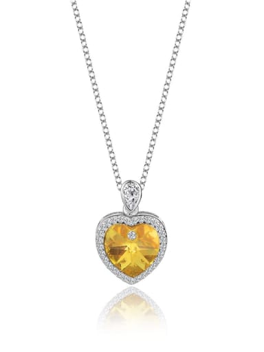 JYXZ 013 (golden) 925 Sterling Silver Austrian Crystal Heart Classic Necklace