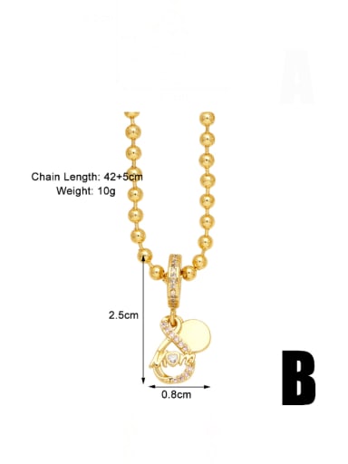 Brass Cubic Zirconia Letter Trend Beaded Necklace