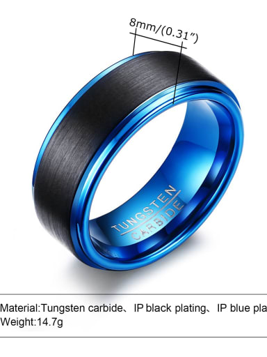 Inner blue TCR 050 Tungsten Geometric Minimalist Band Ring