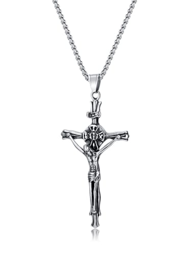 Titanium Steel Cross Hip Hop Man Regligious Necklace