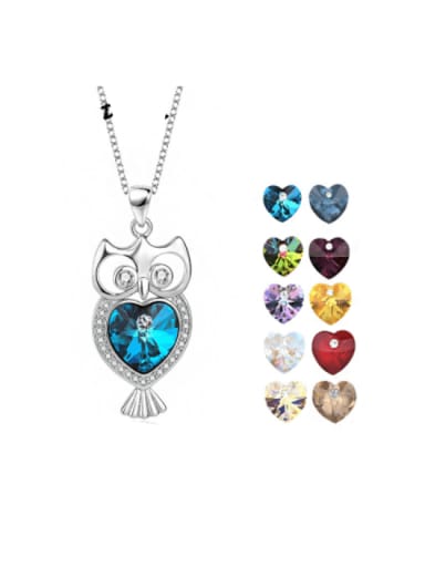 custom 925 Sterling Silver Austrian Crystal Owl Classic Necklace
