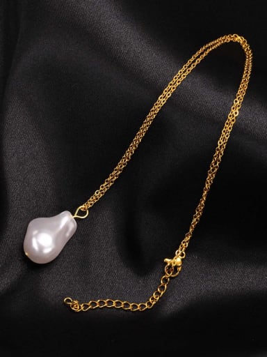 Necklace NC 1195 Stainless steel Freshwater Pearl Irregular Minimalist Earring