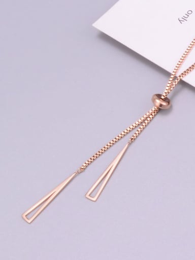 Titanium  Hollow Triangle Minimalist Tassel Necklace