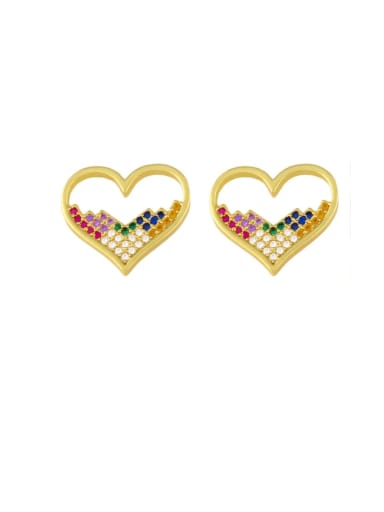 love Brass Cubic Zirconia Heart Vintage Stud Earring