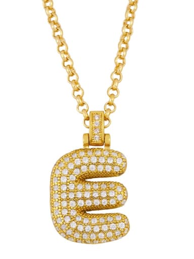 E Brass Cubic Zirconia Letter Ethnic Necklace