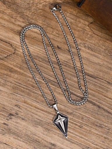 Pendant with chain 60CM Stainless steel Enamel Geometric Hip Hop Necklace
