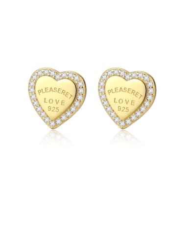 925 Sterling Silver Rhinestone White Heart Minimalist Stud Earring