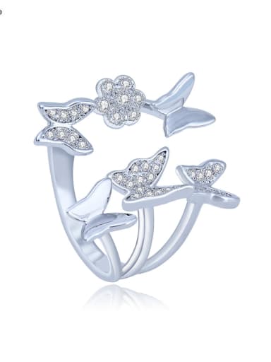 Copper Cubic Zirconia Butterfly Cute Free Size  Band Ring