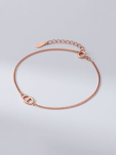 Rose Gold 925 Sterling Silver Geometric Minimalist Link Bracelet