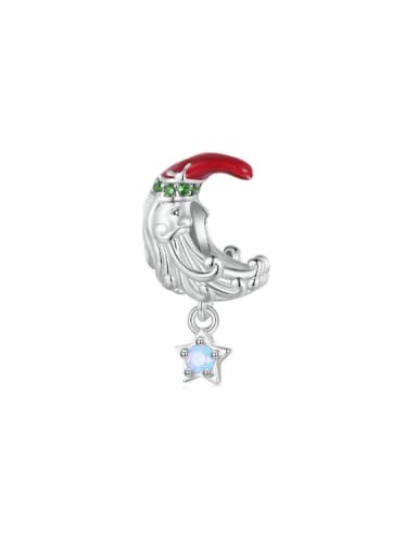 925 Sterling Silver Enamel Trend Moonlight Santa Claus DIY Pendant
