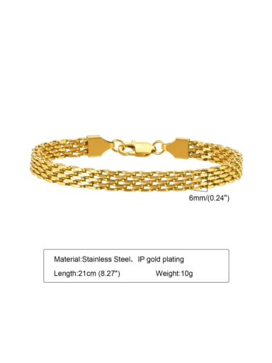 Gold 6mm 21cm Titanium Steel Irregular Hip Hop Link Bracelet