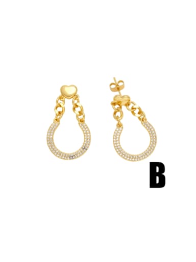 B Brass Cubic Zirconia Round Minimalist Drop Earring