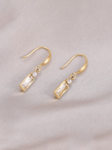 18K Gold +White Titanium Steel Cubic Zirconia Geometric Minimalist Hook Earring