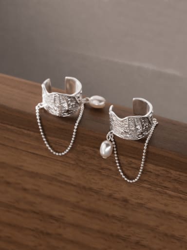 925 Sterling Silver Geometric Vintage Clip Earring