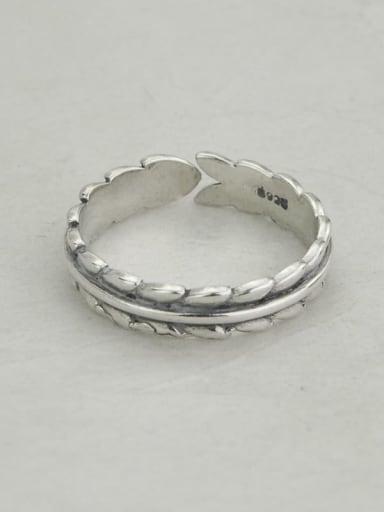 Vintage Sterling Silver With Platinum Plated Simple Retro Round Free Size Rings