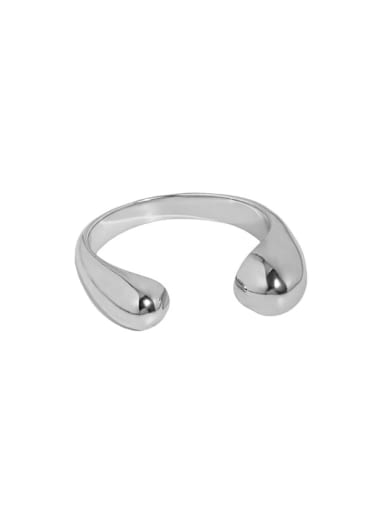 Platinum [13 adjustable] 925 Sterling Silver Water Drop Minimalist Band Ring