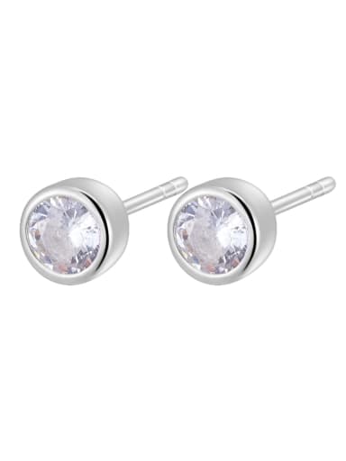 White 925 Sterling Silver Cubic Zirconia Geometric Dainty Stud Earring