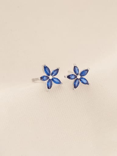 925 Sterling Silver Cubic Zirconia Flower Dainty Stud Earring