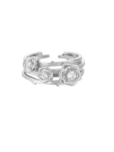 925 Sterling Silver Double Layer Flower Vintage Stackable Ring
