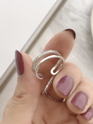 925 Sterling Silver  Minimalist  Double  Free Size Midi Ring